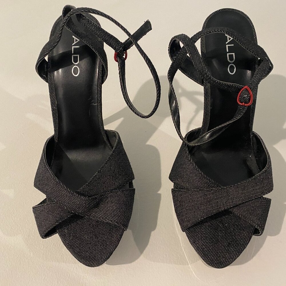 Aldo Denim Peep Toe Stiletto Heels Size 40 (US size 10)